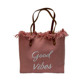 "Good Vibes" Canvas Tote Bag - B301-GOOD VIBES