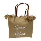 "Good Vibes" Canvas Tote Bag - B301-GOOD VIBES