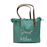 "Good Vibes" Canvas Tote Bag - B301-GOOD VIBES