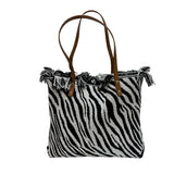 Pattern Canvas Tote Bag with Fringe - B304