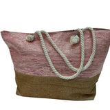Two-Tone Burlap Tote Bag with Rope Handles - B306