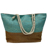 Two-Tone Burlap Tote Bag with Rope Handles - B306