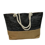 Two-Tone Burlap Tote Bag with Rope Handles - B306