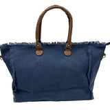 Minimalist Canvas Tote with Leather Straps - B318