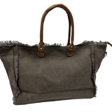 Minimalist Canvas Tote with Leather Straps - B318