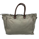 Minimalist Canvas Tote with Leather Straps - B318