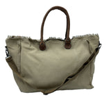 Minimalist Canvas Tote with Leather Straps - B318