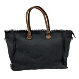 Minimalist Canvas Tote with Leather Straps - B318