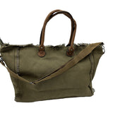Minimalist Canvas Tote with Leather Straps - B318