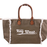 Key West Canvas Tote Bag with Leather Handles - B319