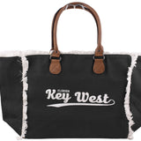 Key West Canvas Tote Bag with Leather Handles - B319