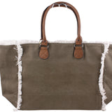 Key West Canvas Tote Bag with Leather Handles - B319