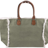 Key West Canvas Tote Bag with Leather Handles - B319