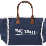 Key West Canvas Tote Bag with Leather Handles - B319