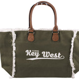 Key West Canvas Tote Bag with Leather Handles - B319