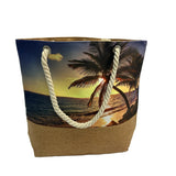 Printed Canvas Tote Bag with Rope Handles - B323