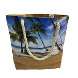 Printed Canvas Tote Bag with Rope Handles - B323