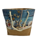 Printed Canvas Tote Bag with Rope Handles - B323