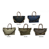 Minimalist Canvas Tote with Leather Straps - B318