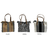 Pattern Canvas Tote Bag with Fringe - B304